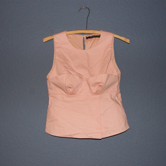 ZARA Pink Peplum Bustier Tank Crop Top sz XS [B3] - Picture 4 of 8